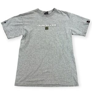 Vintage Quiksilver T-Shirt Boy's Large Gray Graphic Print Short Sleeve Y2K